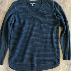 Hilary Radley Black Knit V-Neck Sweater